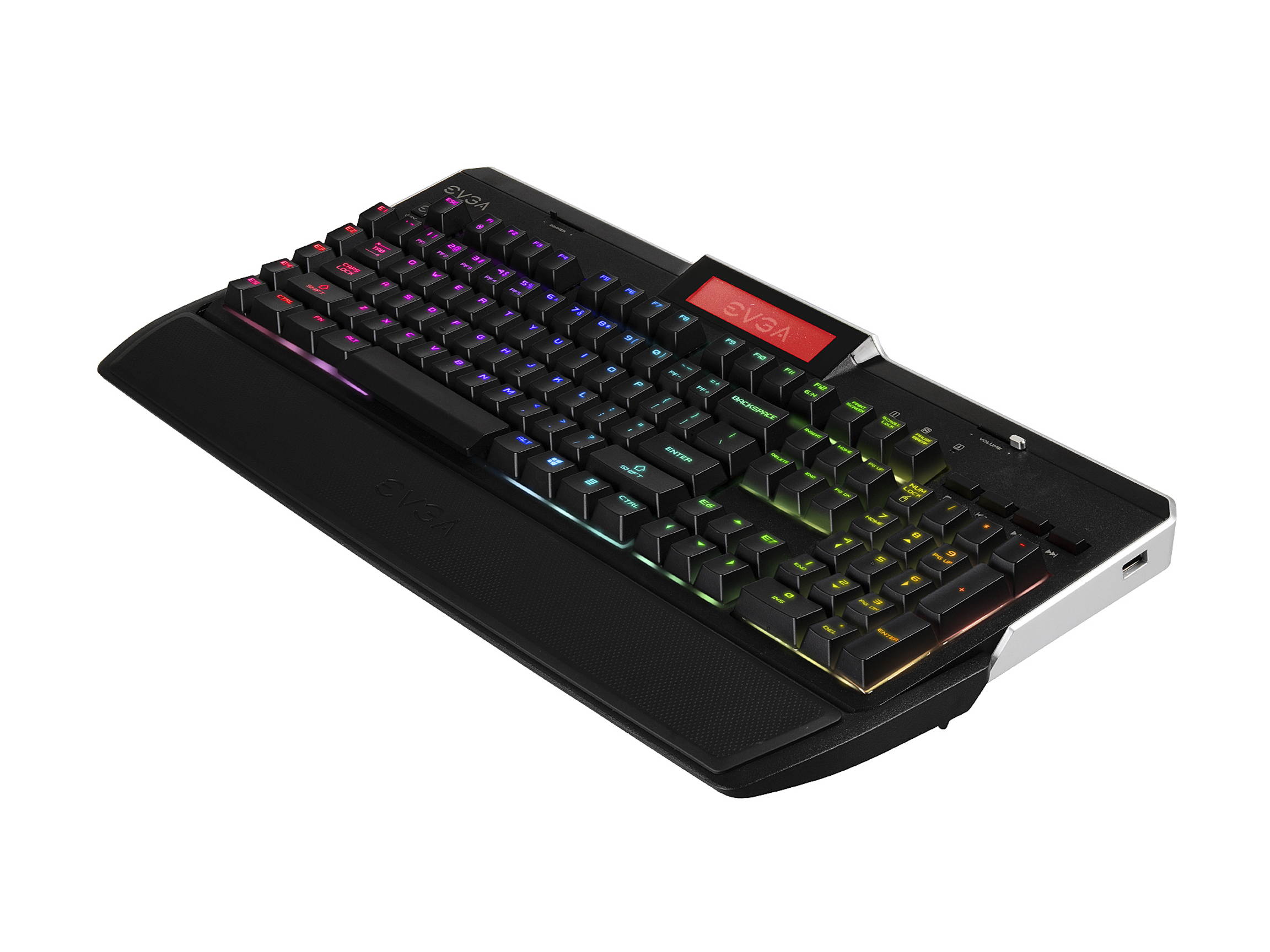 EVGA Z10 Gaming Keyboard, Red Backlit LED, Mechanical Blue Switches, Onboard LCD Display, Macro Gaming Keys