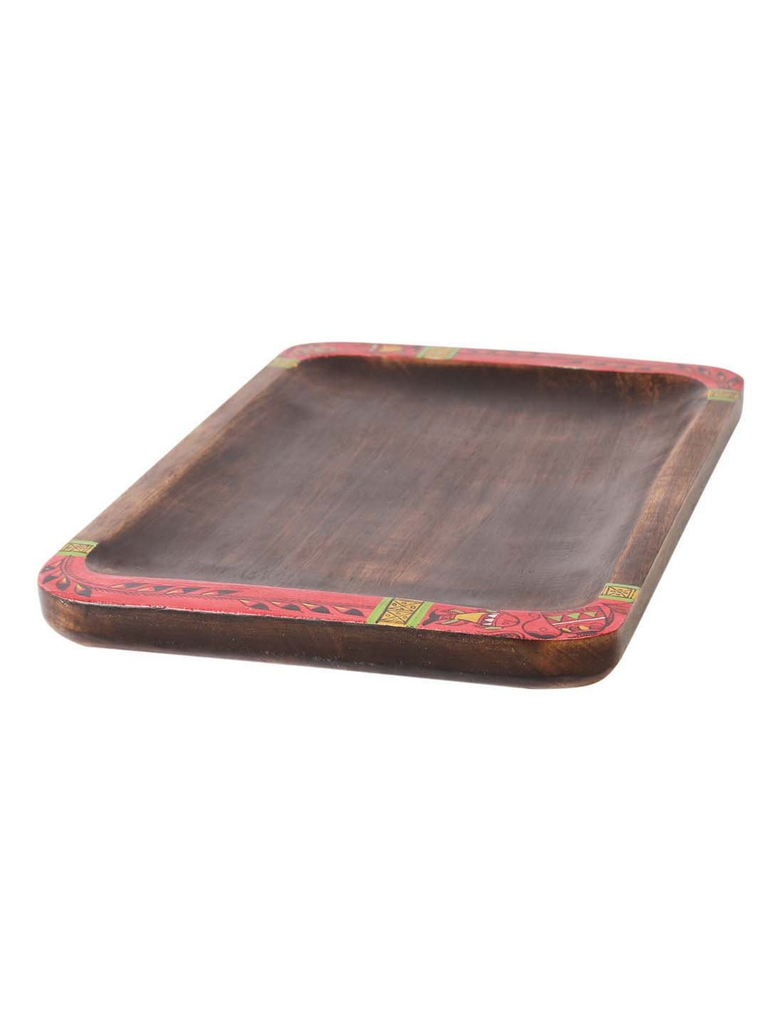VarEesha Hand Painted Mango Wood Rectangle Tray - Set of 1
