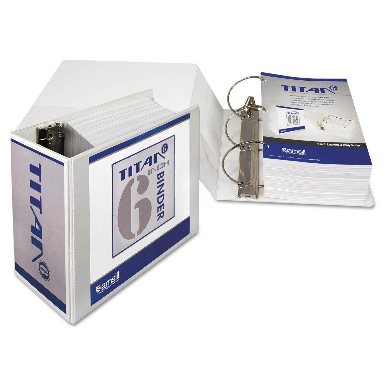 Samsill Nonstick D-Ring View Binder 11 x 8-1/2 6" Capacity White 16427