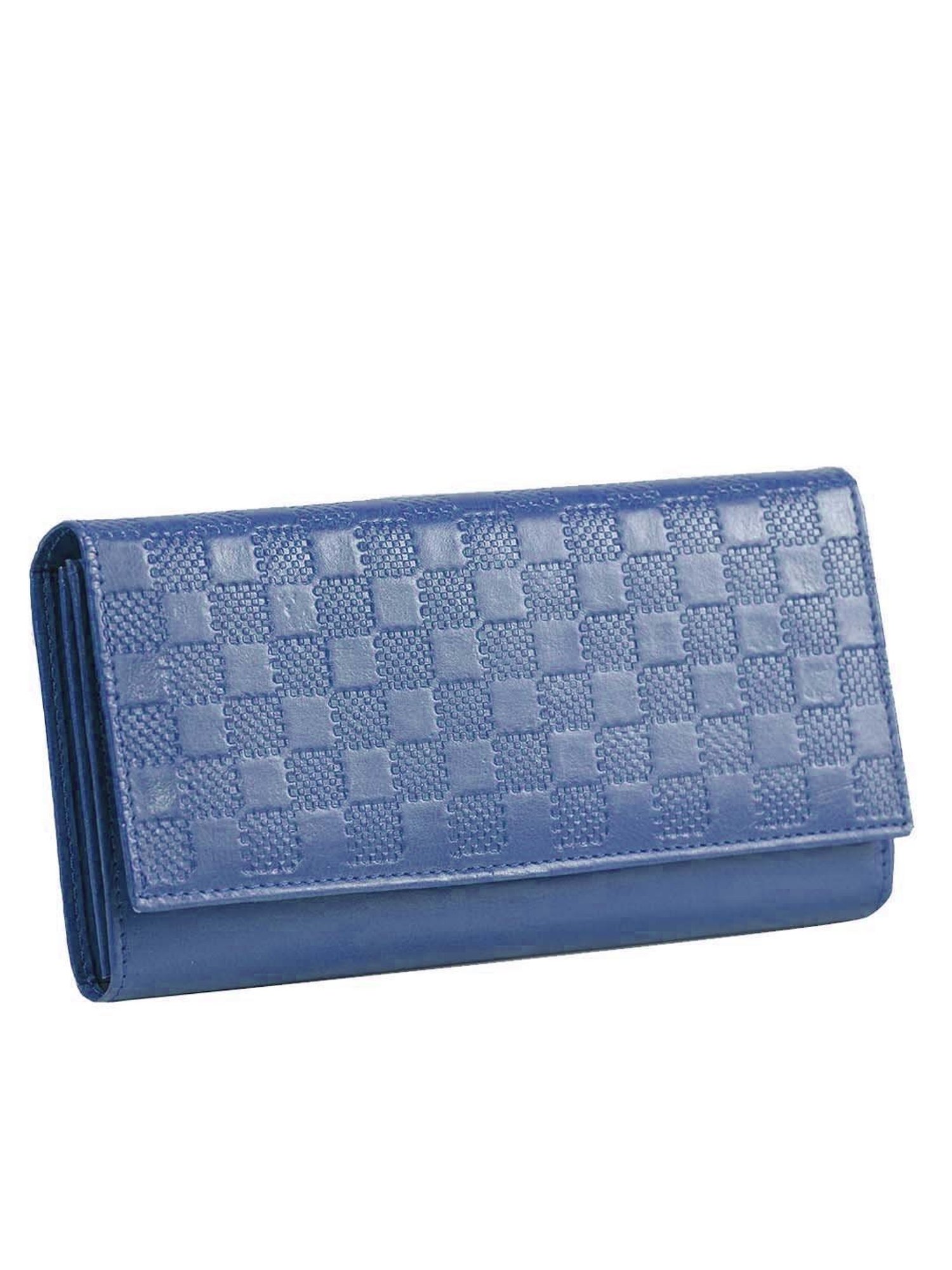Abeeza Blue Textured Leather Large Clutch