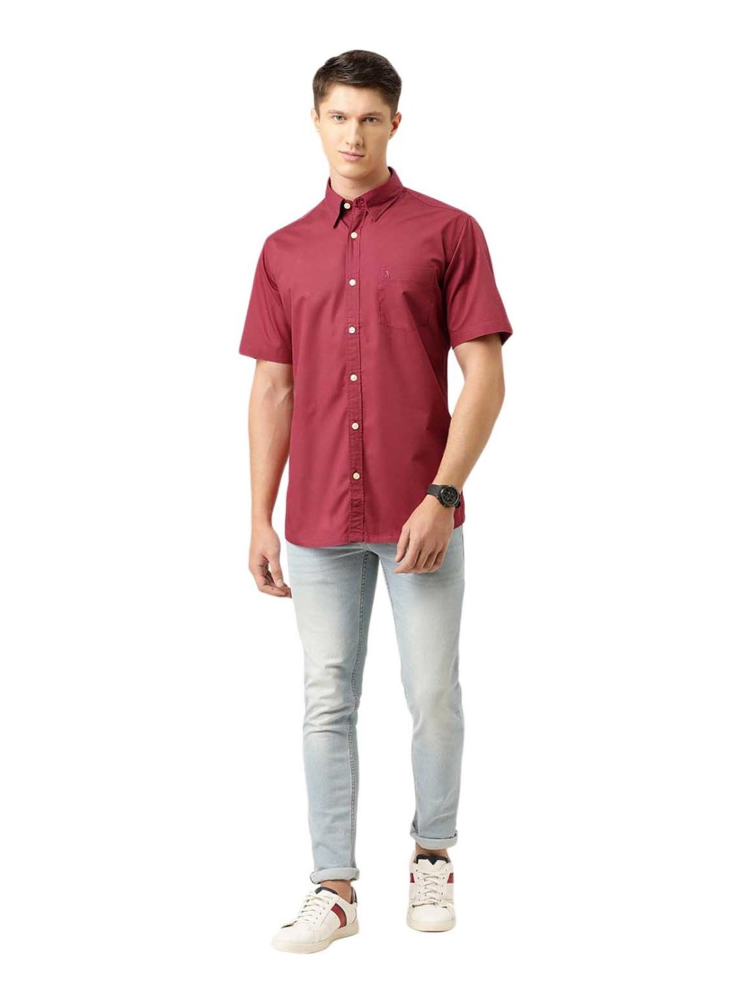 Burnt Umber Red Cotton Regular Fit Shirt