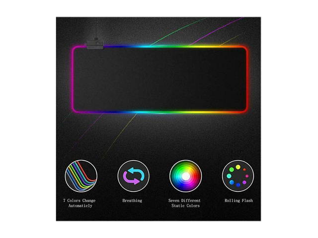 Large RGB Colorful LED Lighting Gaming Mouse Pad Mat 800*300mm for Computer PC Laptop Notebook (31.5 x 11.8 inches)