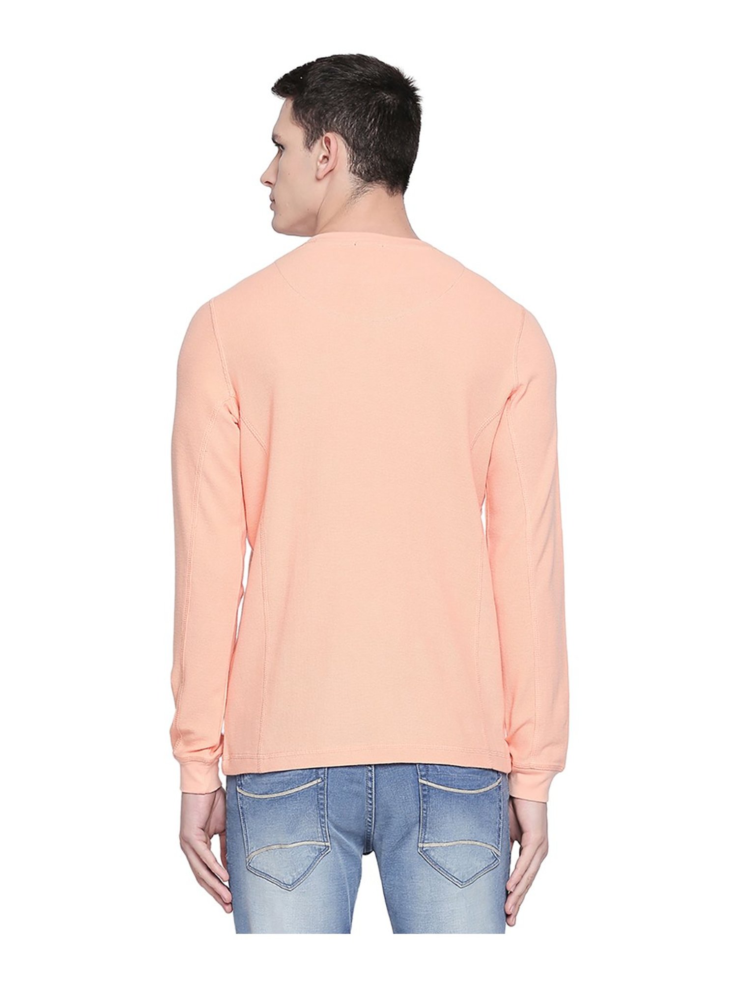 Basics Peach Henley T-Shirt
