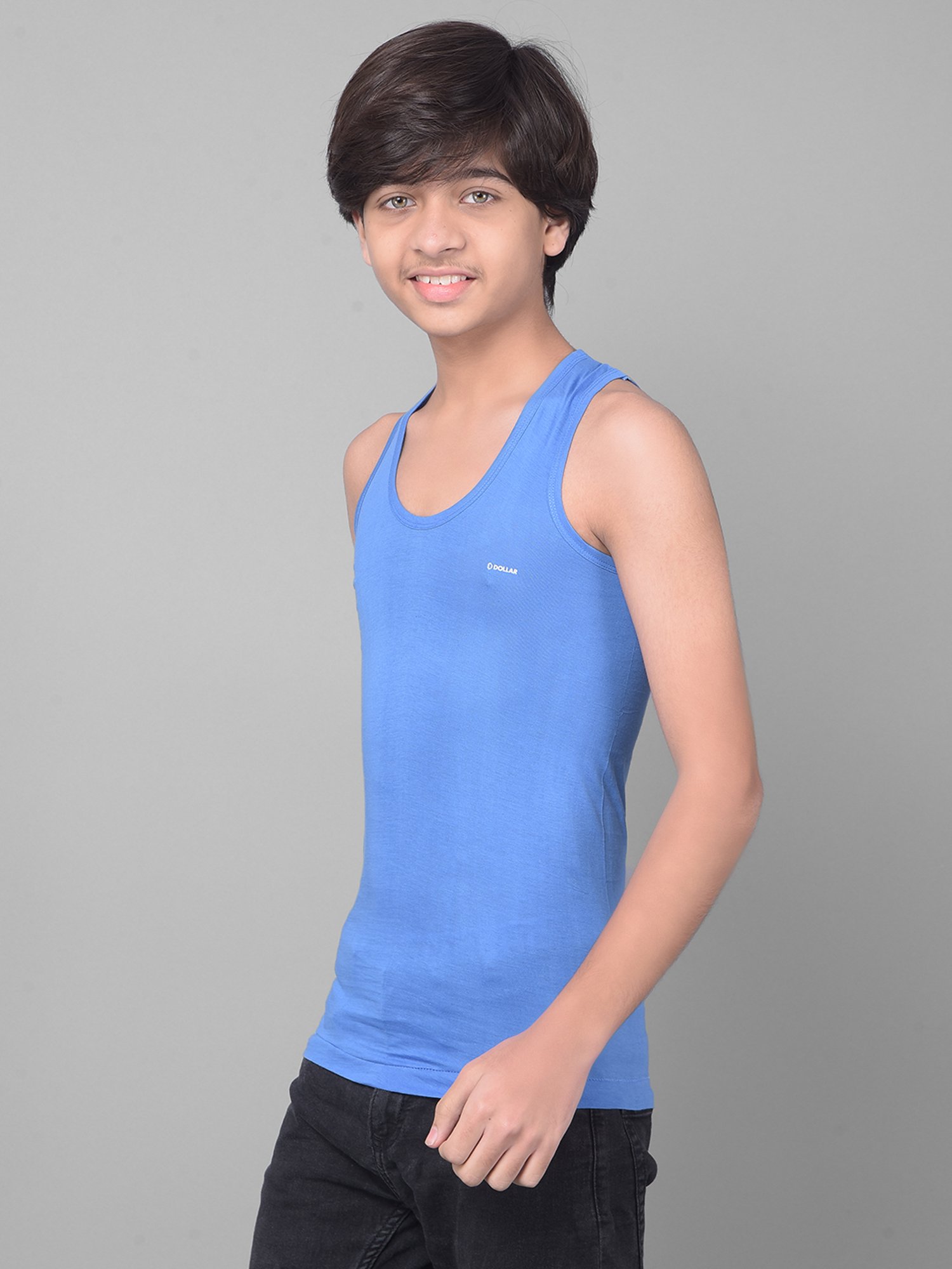 Dollar Bigboss Boys Multicolor Solid Vest (Pack Of 3)