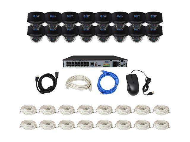GW Security 16 Channel 4K NVR 8MP (3840x2160) H.265+ IP PoE AI Security Camera System with 16 UHD 4K 2.8-12mm Varifocal Zoom Outdoor/Indoor Dome Camera, Face Recognition, Intelligence Analytics
