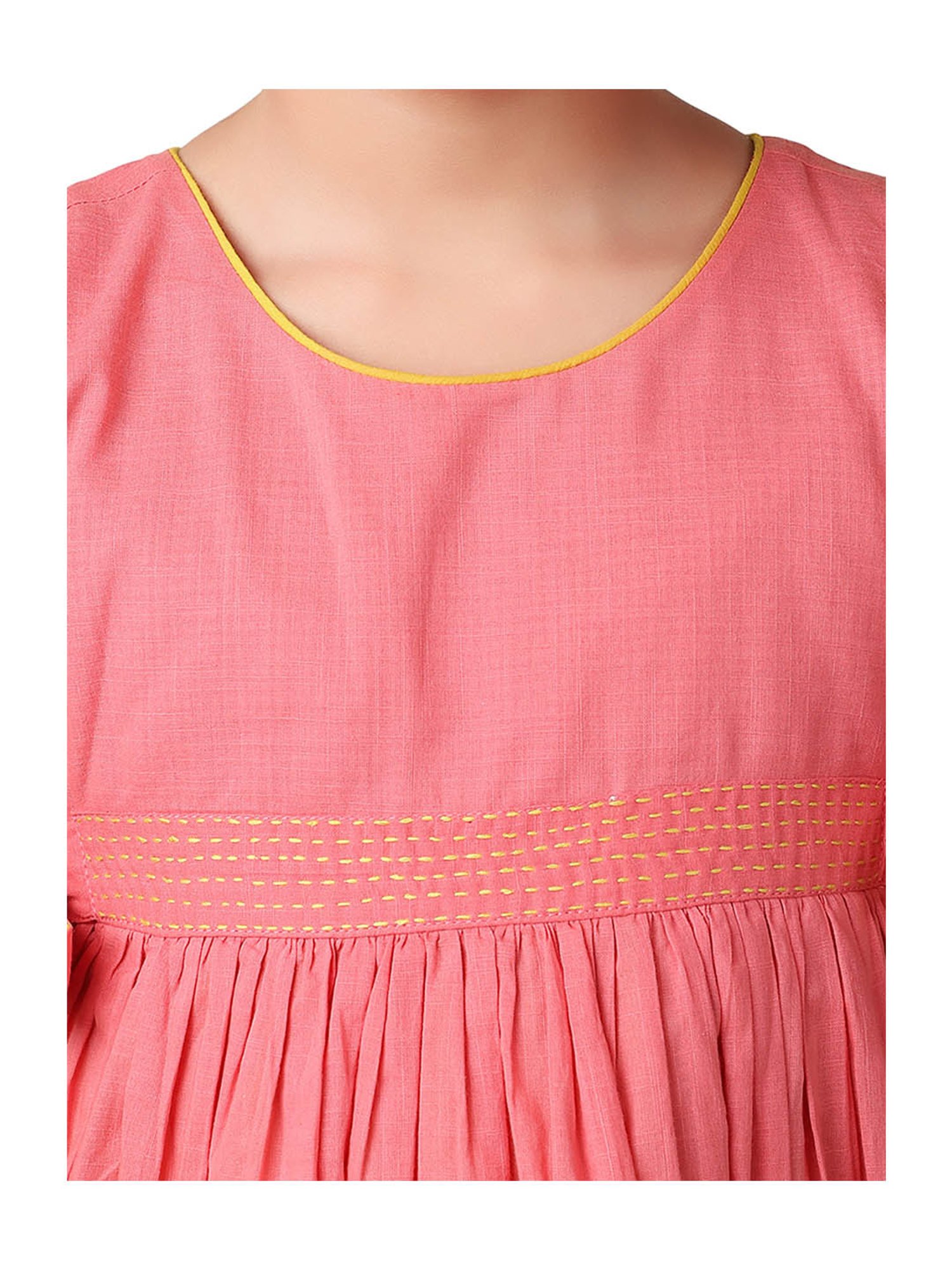 Fabindia Kids Coral Solid Dress