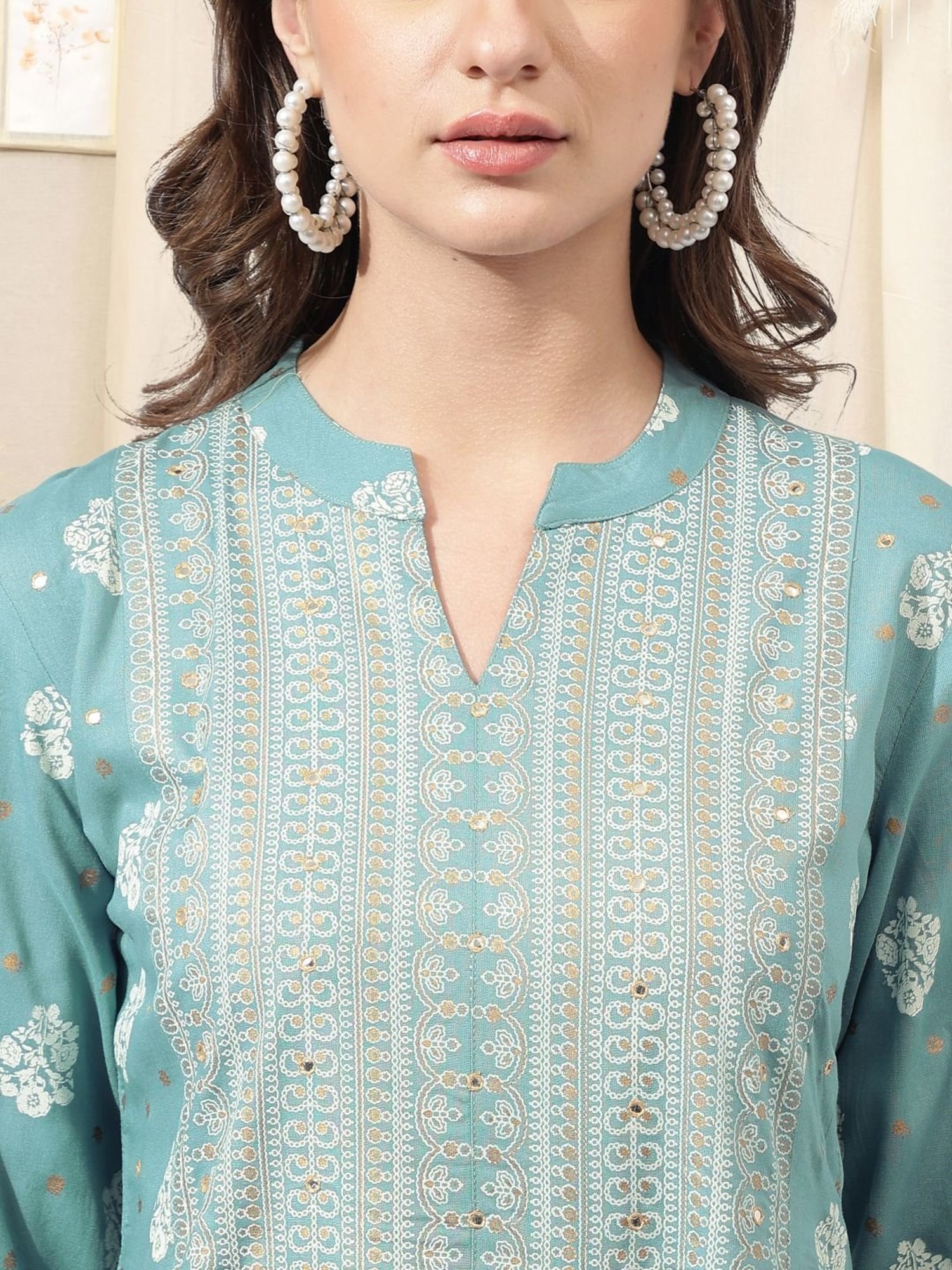 MIRCHI FASHION Blue Embroidered A-Line Dress