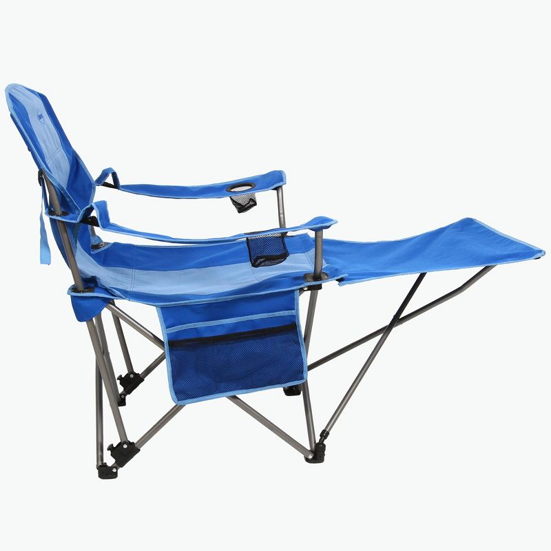 Kamp-Rite KAMPCC236 Outdoor Camping Furniture Beach Patio Sports Folding Lawn Chair with Detachable Footrest and Cup Holders, Blue