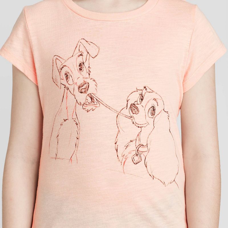 Girls' Lady And The Tramp Graphic T-Shirt - Blush Pink XS