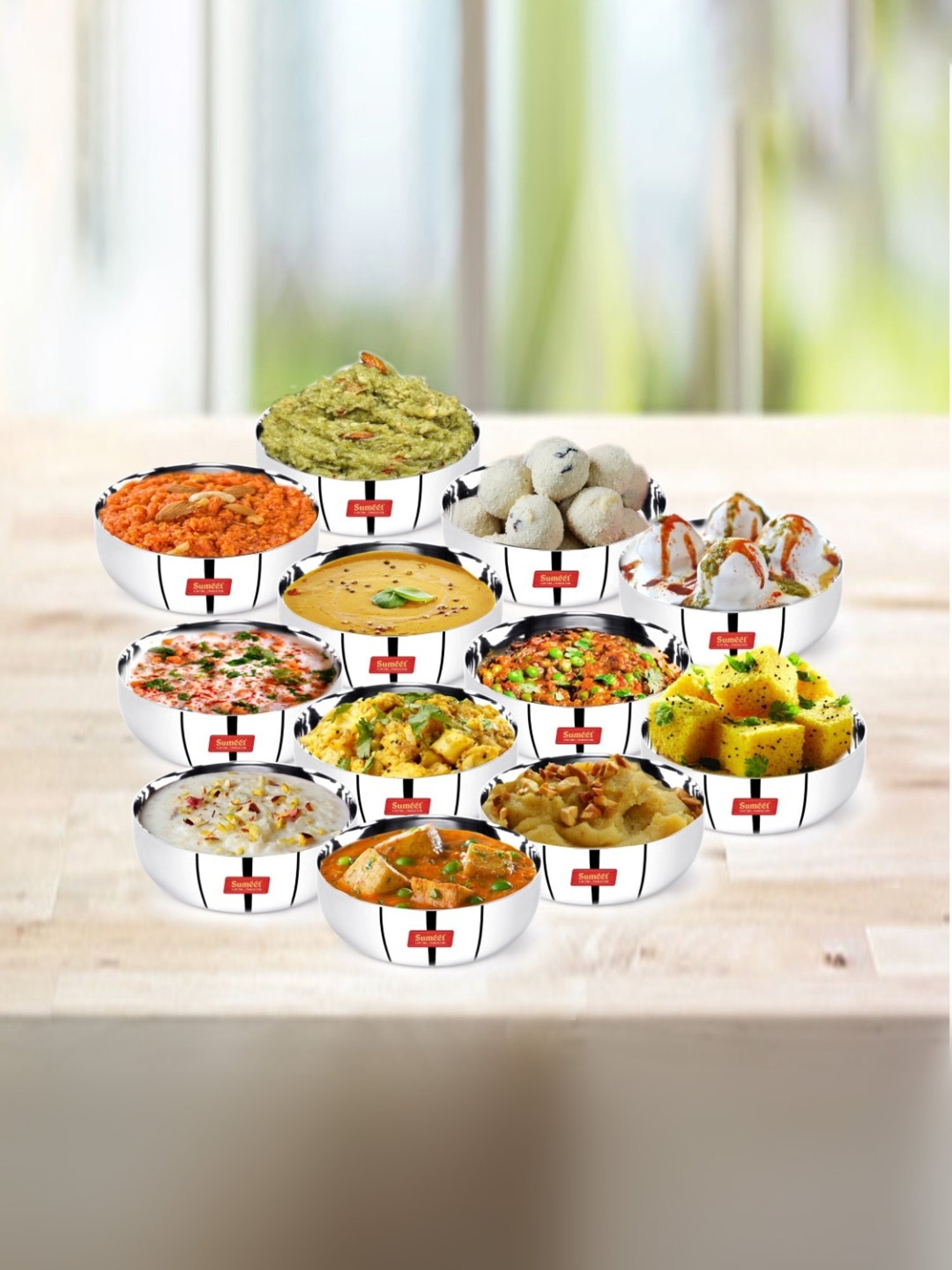 Sumeet S.S.  Apple Shape Heavy Gauge Mini Dessert Plates with Mirror Finish -10Cm Dia- Set of 12 Pcs