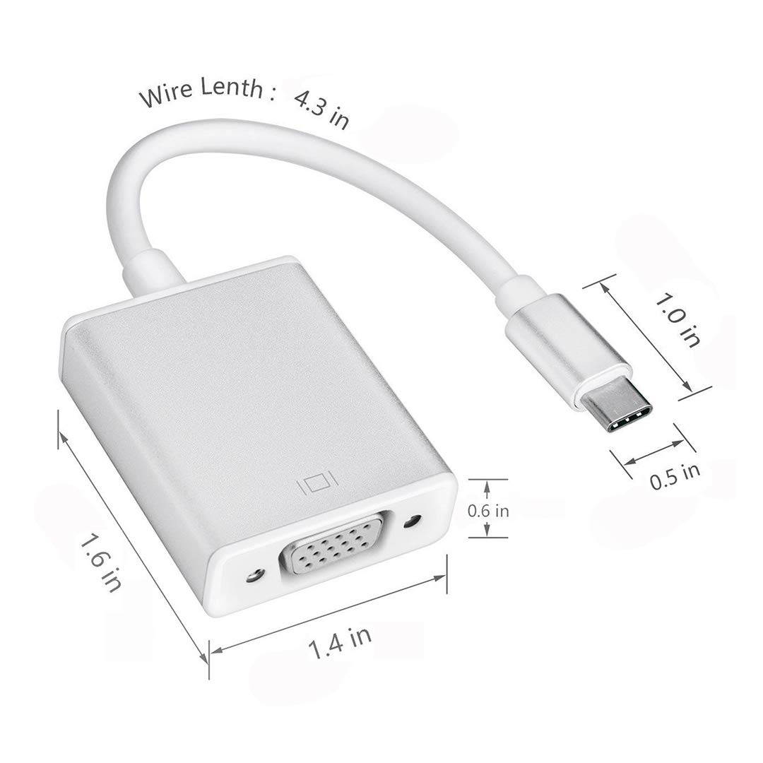 USB-C to VGA Adapter, Hannord Thunderbolt 3 (USB Type C) to VGA Adapter Male to Female Converter Compatible for MacBook / MacBook Pro [2019, 2018, 2017] and More