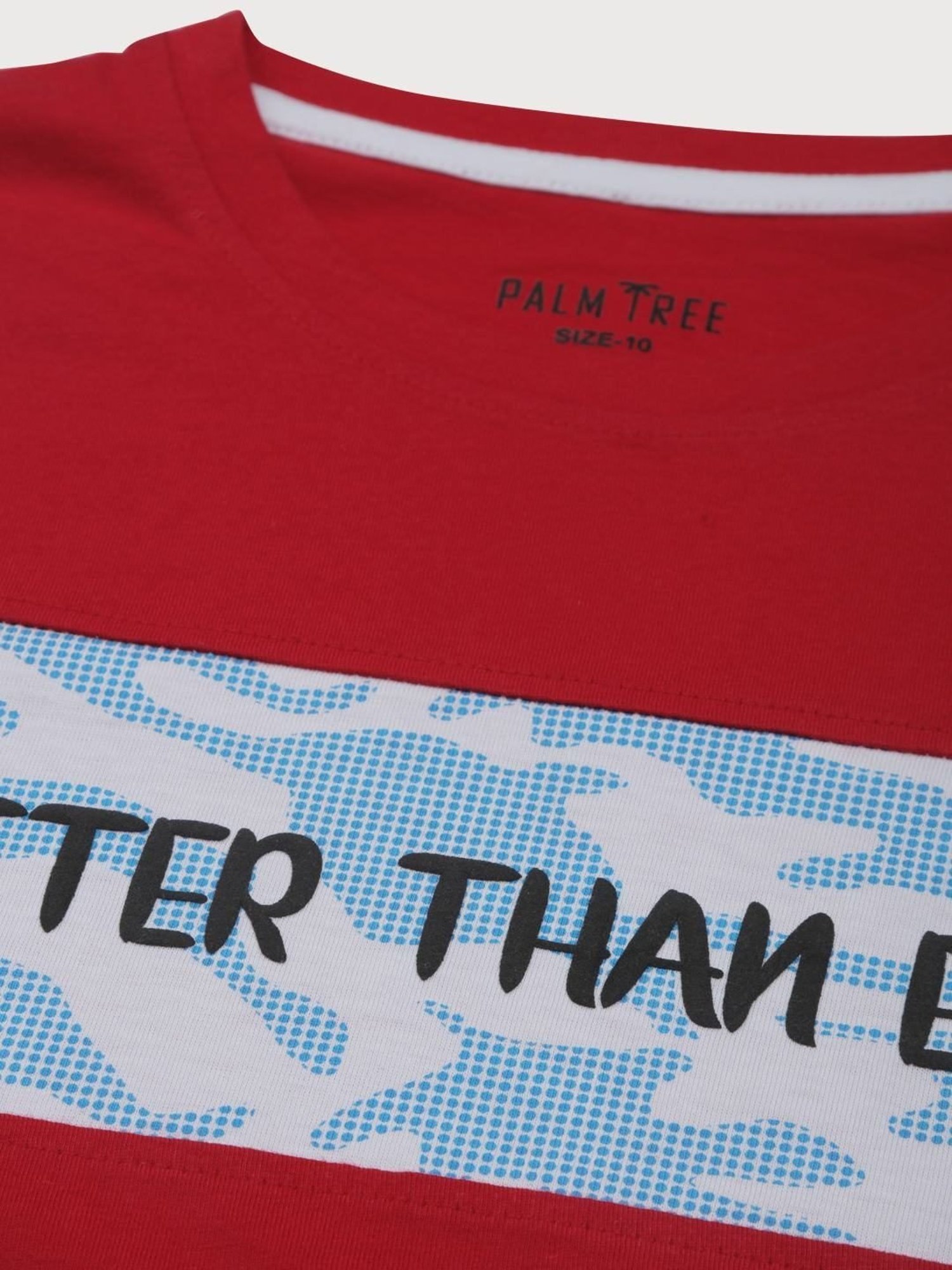 Palm Tree Kids Red Cotton Printed Full Sleeves T-Shirt