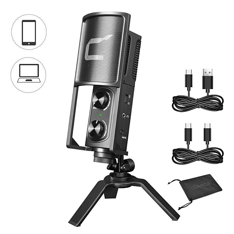 STM-USB Versatile Cardioid Condenser Microphone for Smartphone Computer Laptop, USB/USB C Studio Recording Microphone for Live-Streaming Podcasting Gaming Vocal Online Course