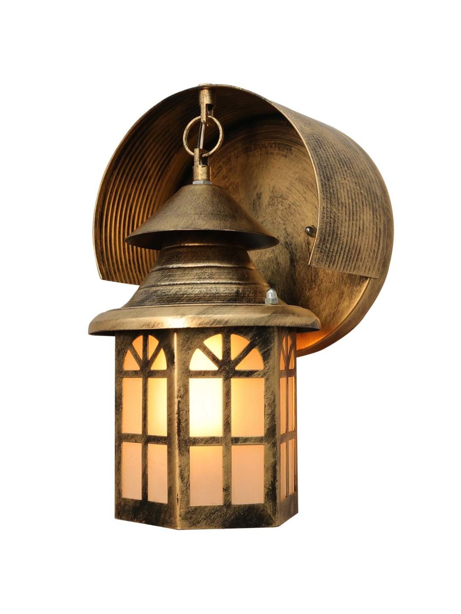 Homesake Gold Metal Modern Antique Industrial Box-Shaped Outdoor Wall Lamp