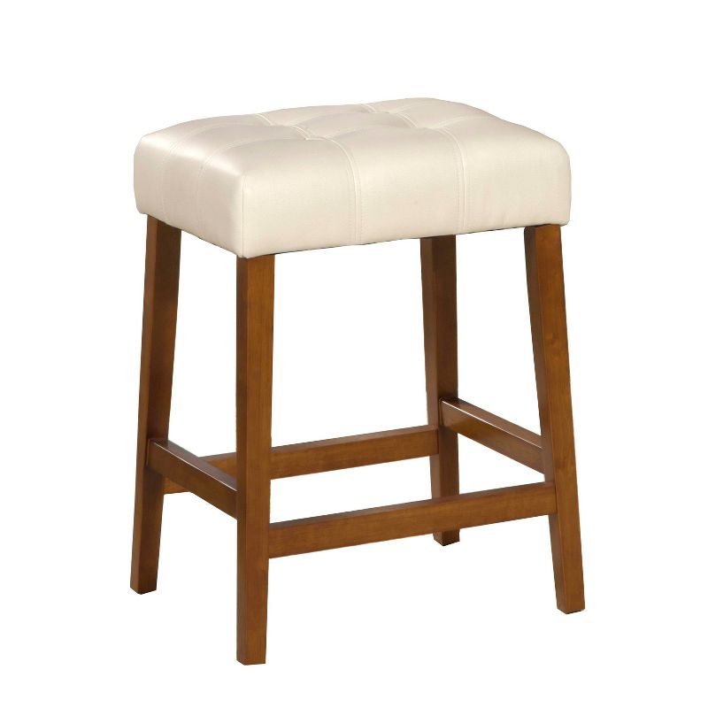 24" Faux Leather Square Counter Height Barstool Cream - HomePop