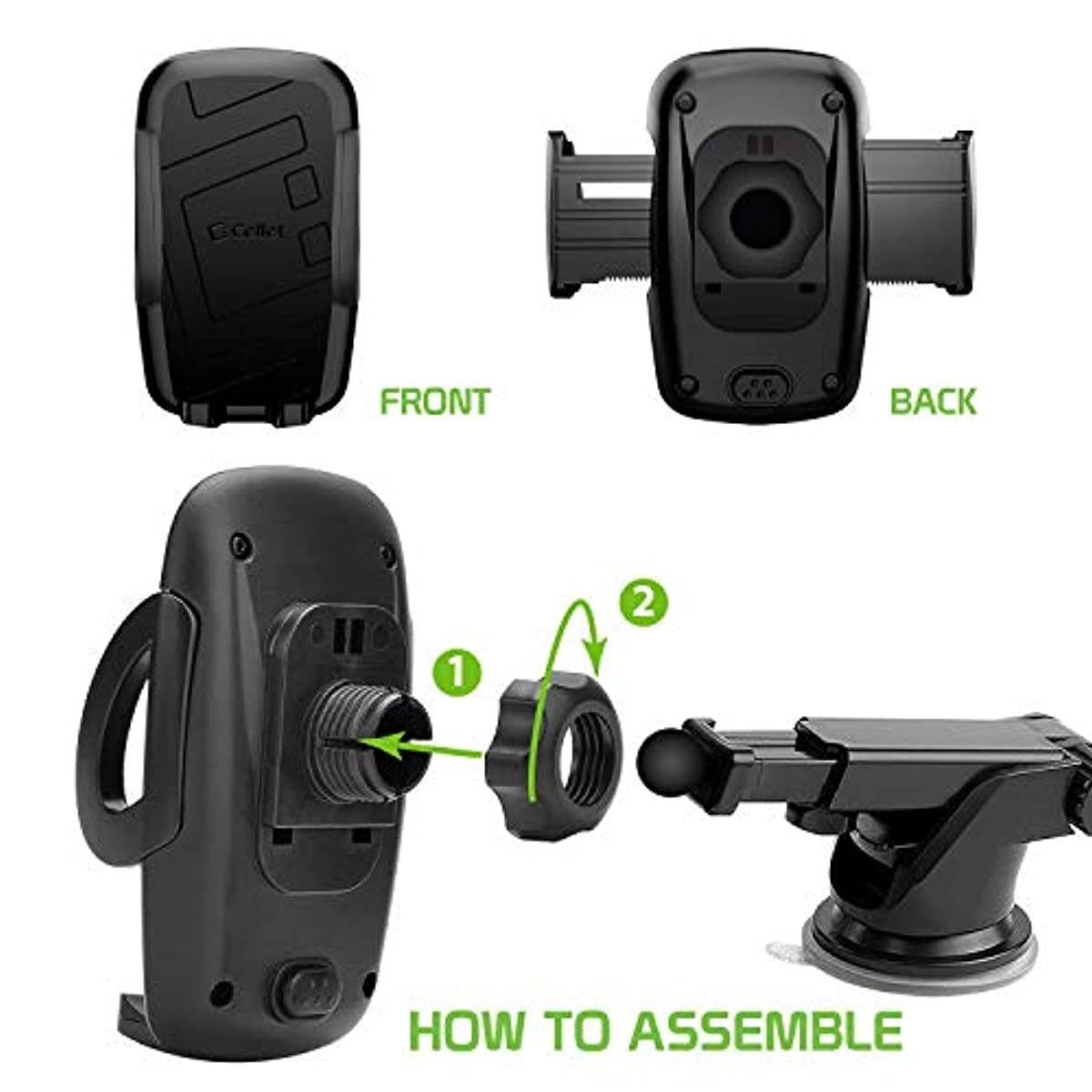 Cellet Car Phone Mount Extendable Windshield and Dashboard Holder Compatible for iPhone 11 Pro, 11, Xr XS MAX Galaxy Note 10 10+ 10 Plus 5G