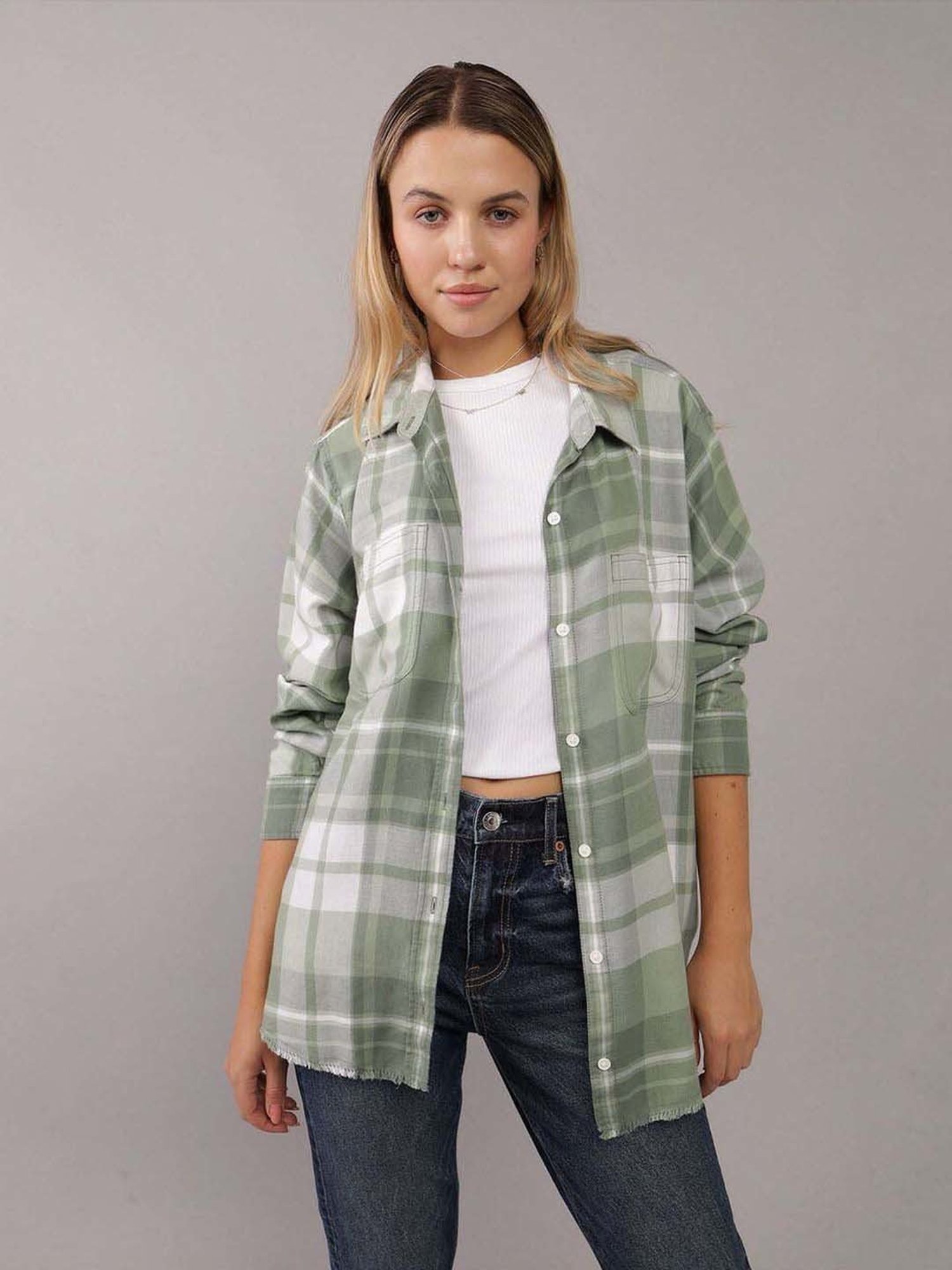 American Eagle Outfitters Green Chequered Shirt