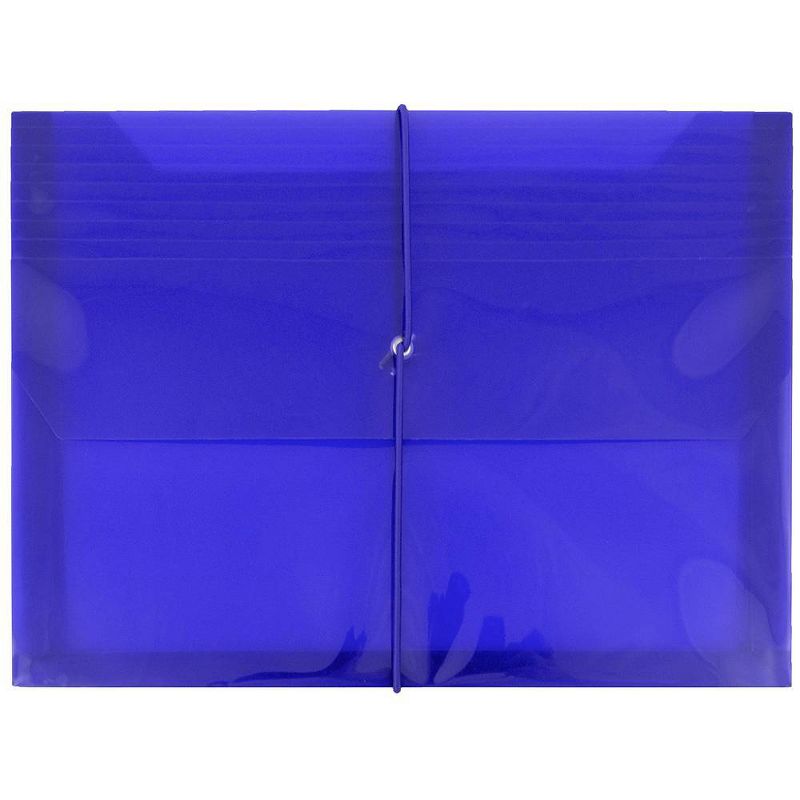 JAM Paper 9 3/4" x 13" Plastic Envelopes Expansion, Elastic Closure, Letter Booklet - Blue