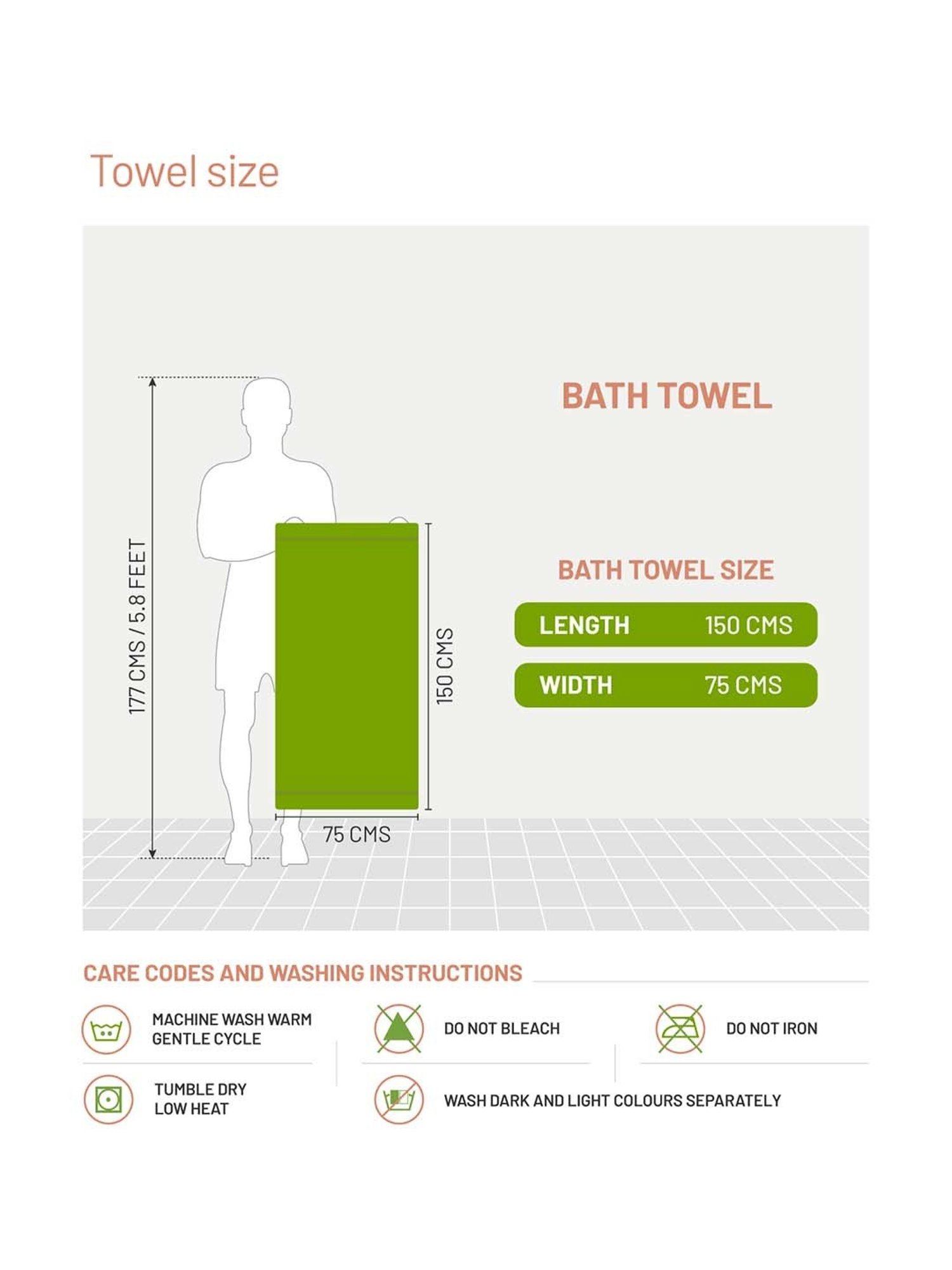 DDECOR Live beautiful Green & Yellow Cotton 500 GSM Bath Towel - Set of 1