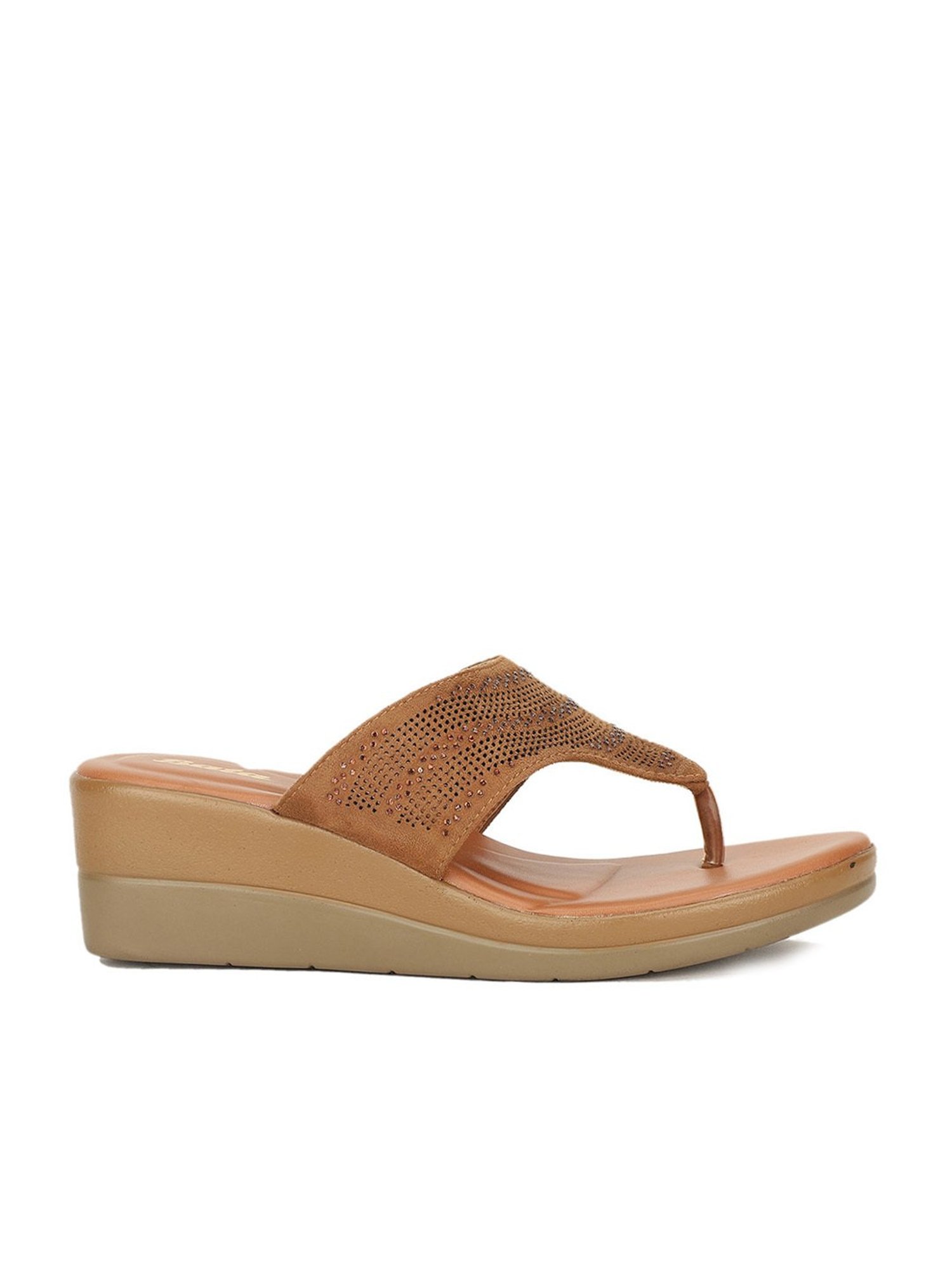 Bata Women's Tan Thong Wedges