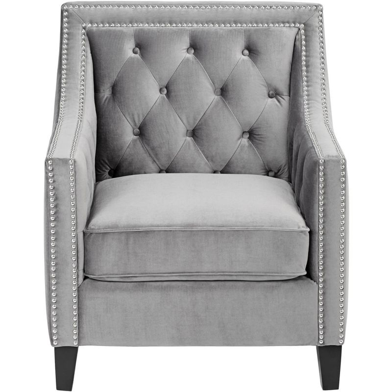 55 Downing Street Tiffany Gray Tufted Armchair