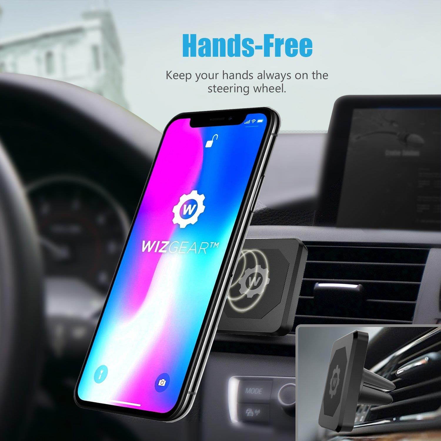 WizGear Universal Air Vent Magnetic Phone Car Mount Holder, for Cell Phones with Fast Swift-Snap Technology, Magnetic Cell Phone Mount [New Stronger Square Design]
