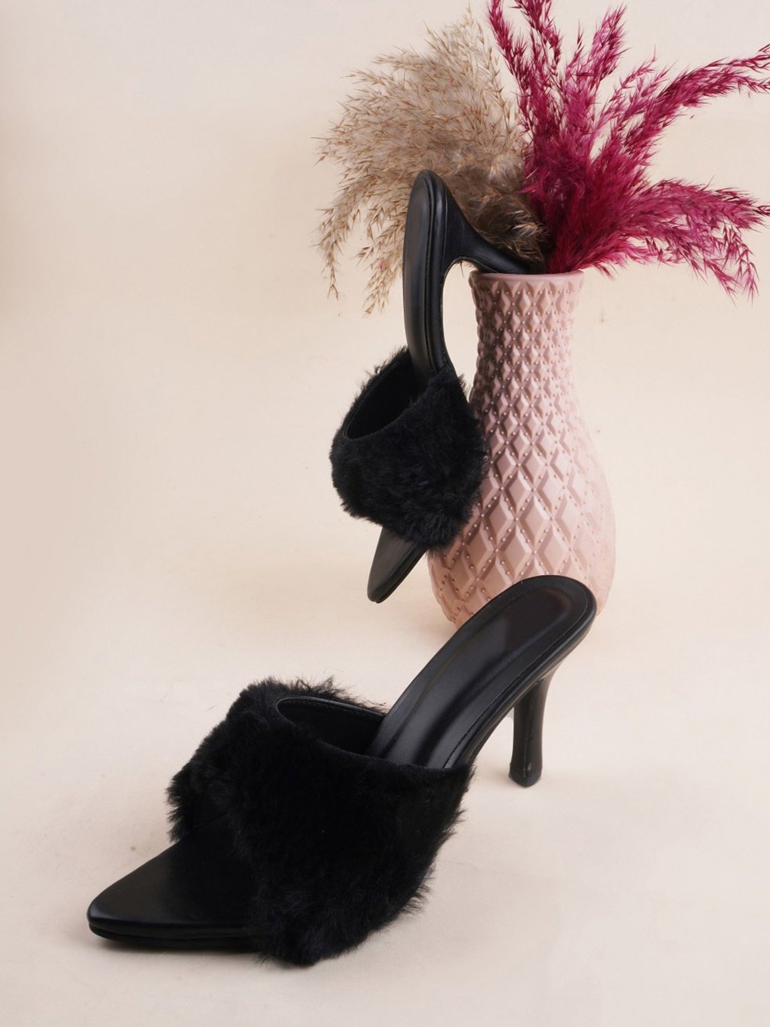 The White Pole Women's Black Casual Stilettos