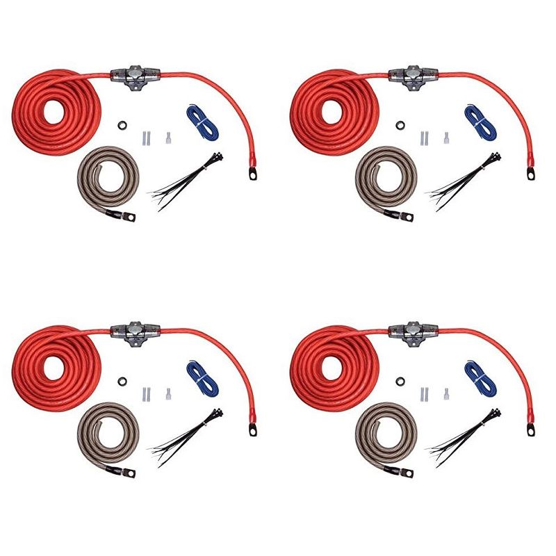 Rockford Fosgate RFK4 4 AWG Car Amplifier Power and Ground Installation Kit with Power Wires, Fused Distribution (4 Pack)