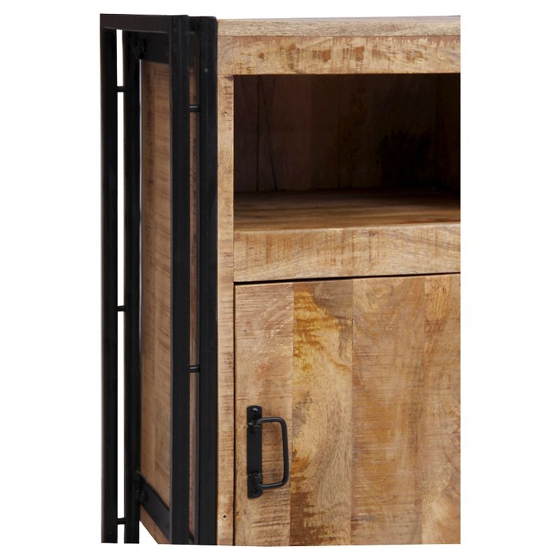 Industrial Reclaimed Wood and Iron 1 Door Accent Table (31.5H x 22W x 16D) Natural - Timbergirl