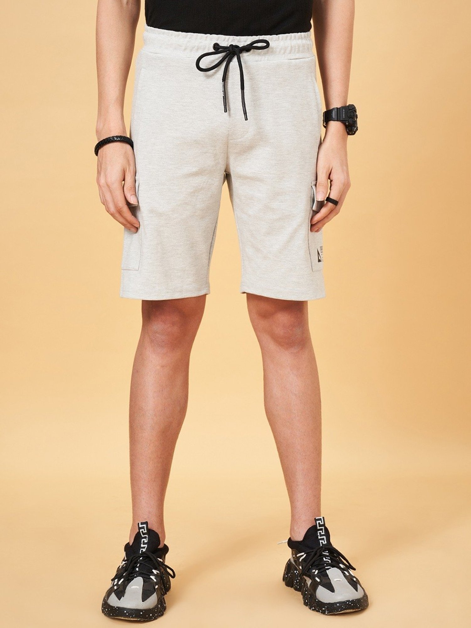 Street 808 by Pantaloons Grey Regular Fit Cargo Shorts