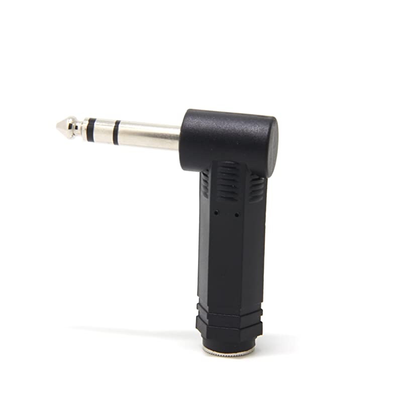 14 635mm Right Angle Stereo Male Plug to 14 635mm Stereo Female Jack Audio Adapter