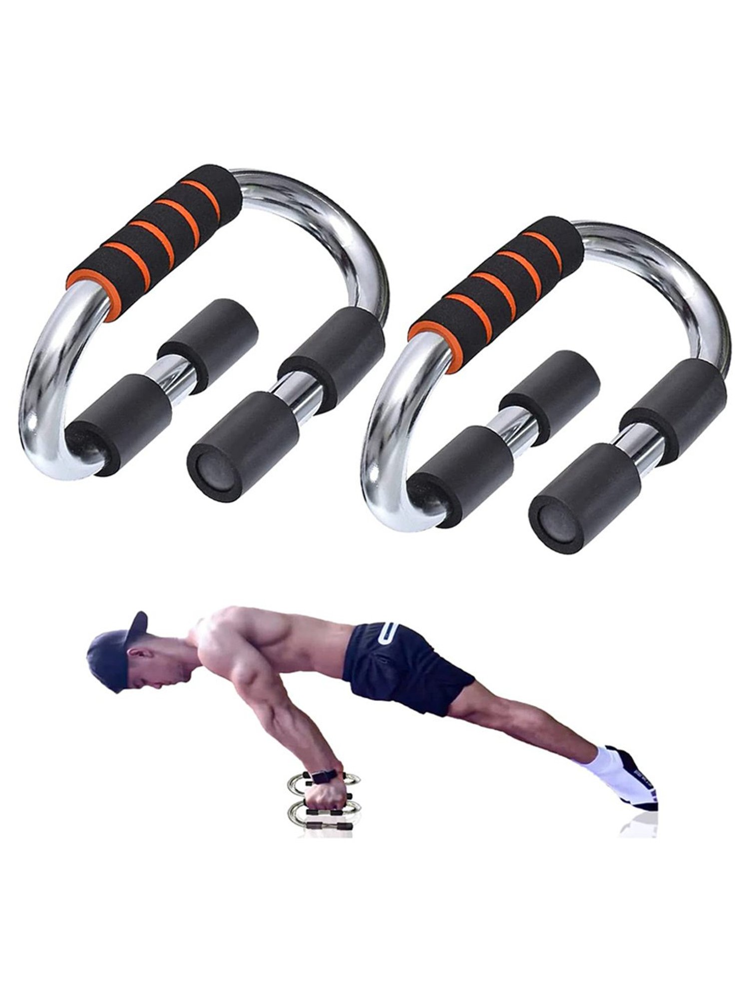 B Fit Type S Push-Ups Stands Exercise Fitness Equipment Rack (Silver)