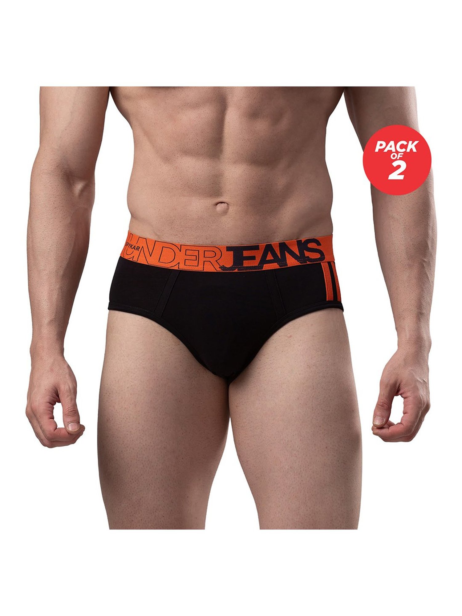 UnderJeans by Spykar Black Briefs - Pack of 2