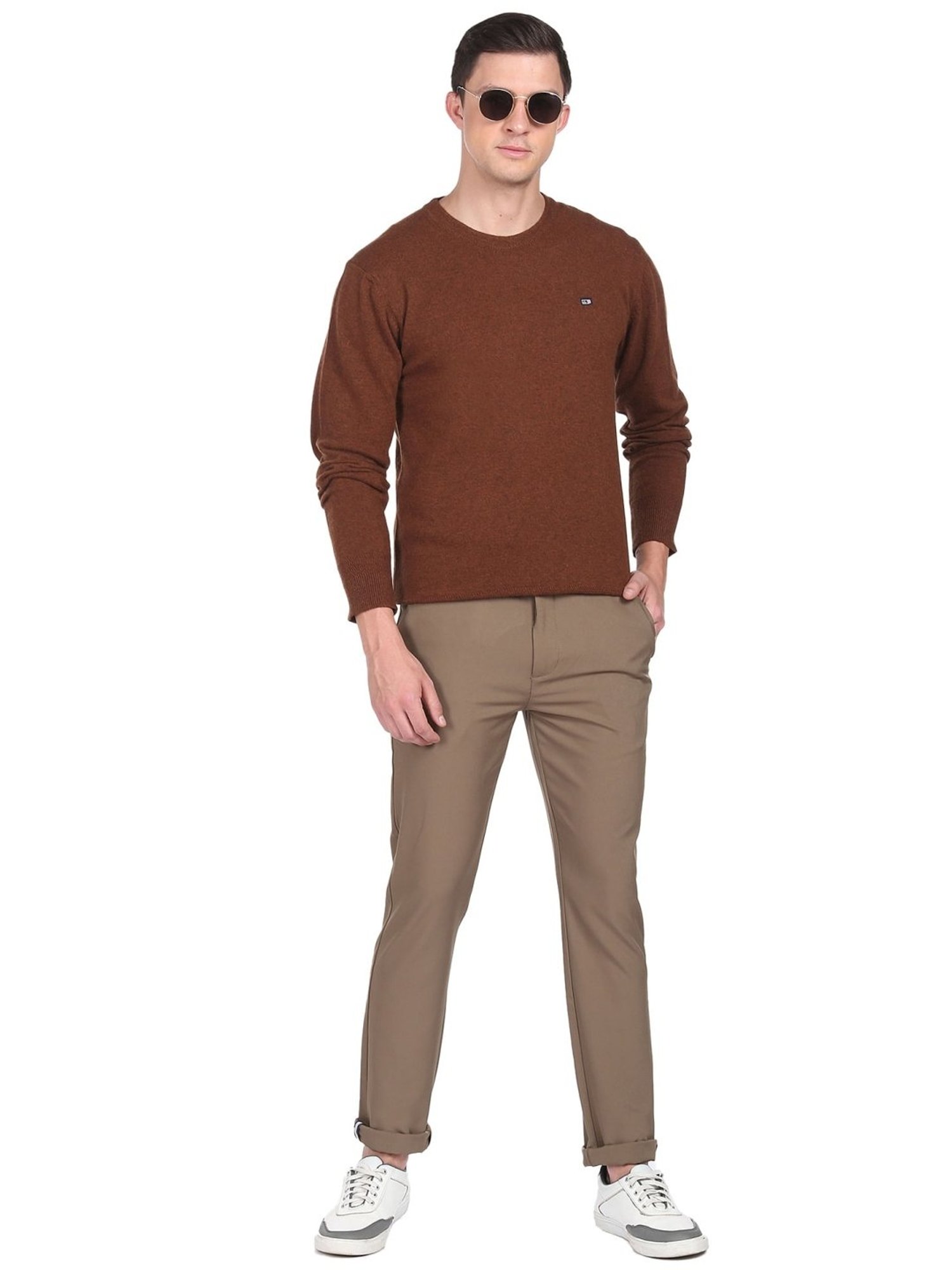 Arrow Sports Orange Regular Fit Sweater