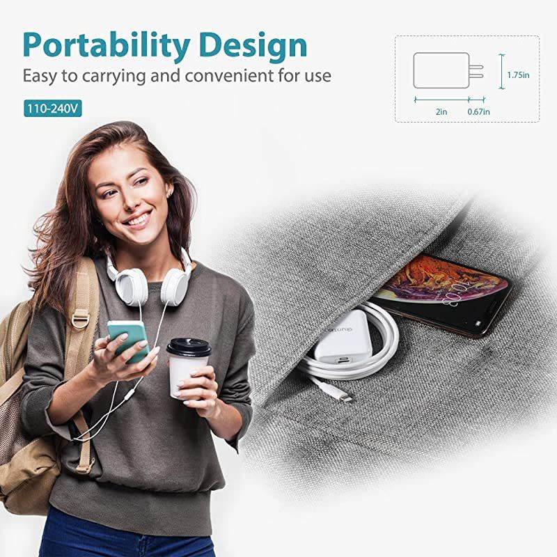 iPhone Fast Charger Apple Certified  18W USB C Power Delivery Wall Charger Plug with 6FT C to Lightning Cable MFi Certified Type C Charger for iPhone SE 2020 11 Xs Max XR X 8 Plus iPad Pro