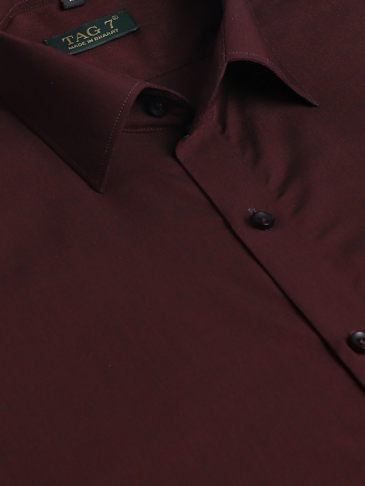Tag 7 Maroon Cotton Regular Fit Shirt
