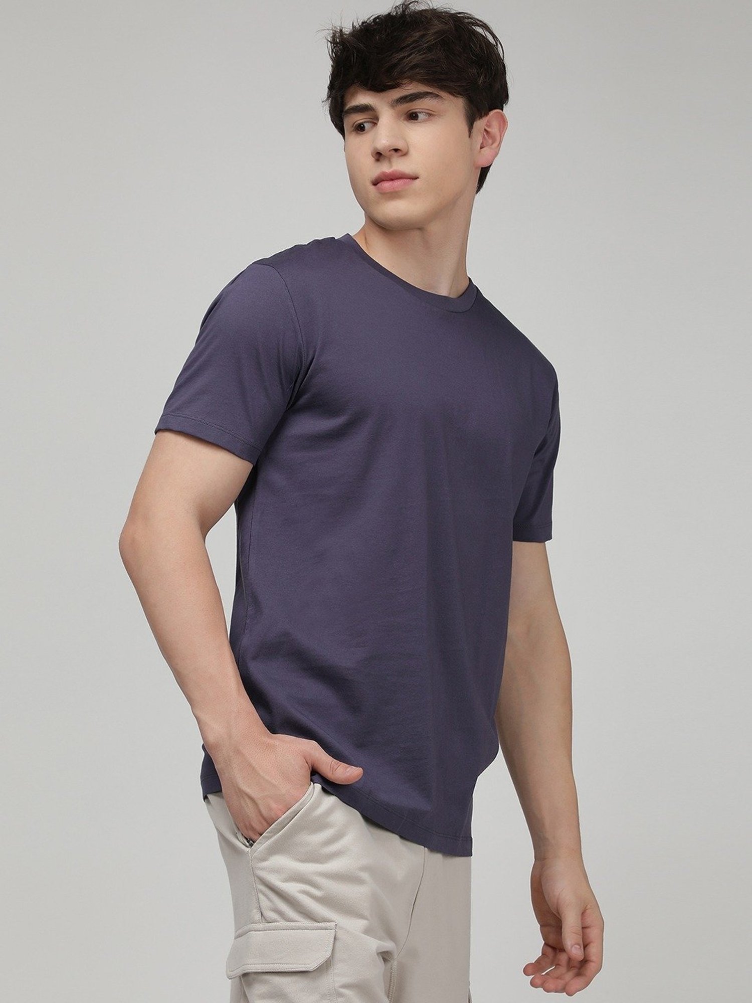 Sporto Steel Grey Slim Fit T-Shirt