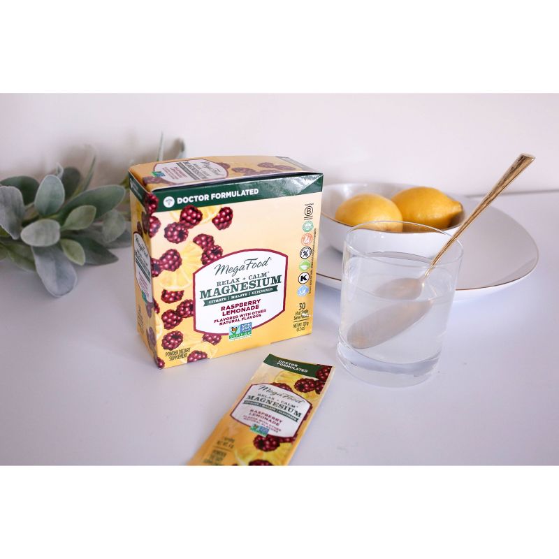 MegaFood Magnesium Powder Supplement - Raspberry Lemonade - 30ct