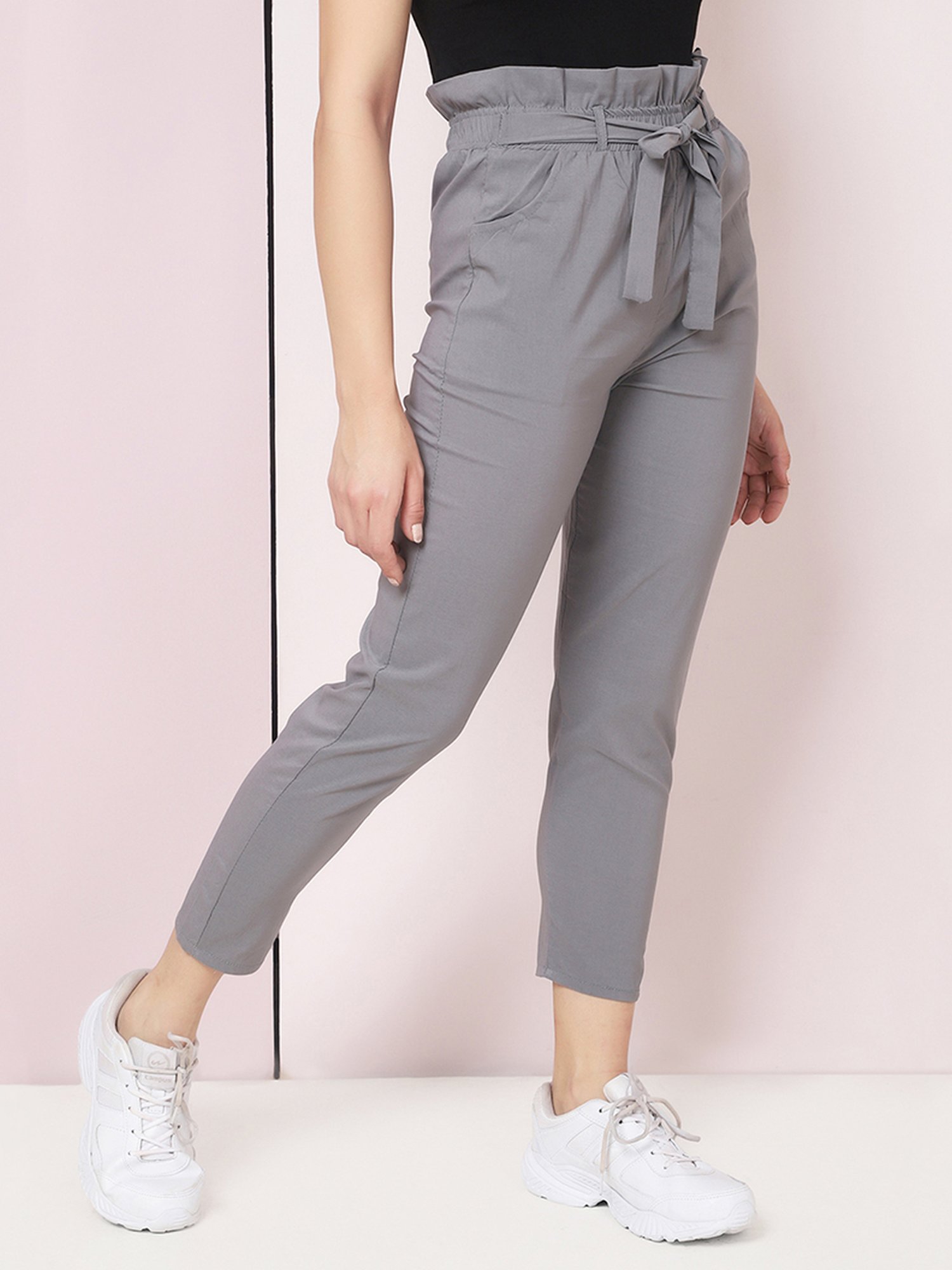 BUYNEWTREND Grey Mid Rise Pants