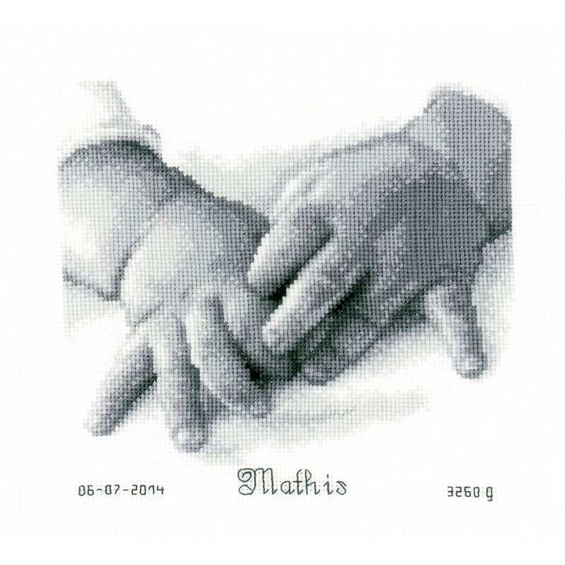 Vervaco Counted Cross Stitch Kit 8"X7"-Baby Hands Record On Aida (18 Count)