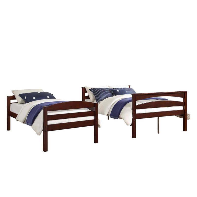 Twin over Full Brady Wood Bunk Bed Frame for Kids' Espresso - Dorel Living