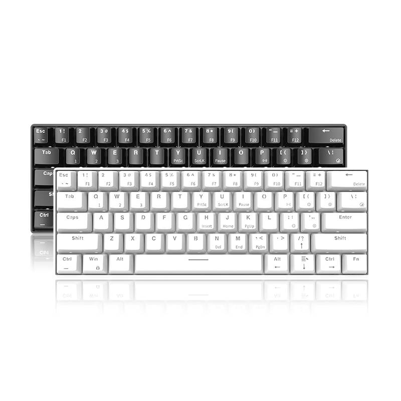 A-jazz AK61 Bluetooth Wireless and  USB Wired Dual Connectivity Mechanical Gaming Keyboard, Durable ABSKeycaps, White Backlit -Blue Switch( White )