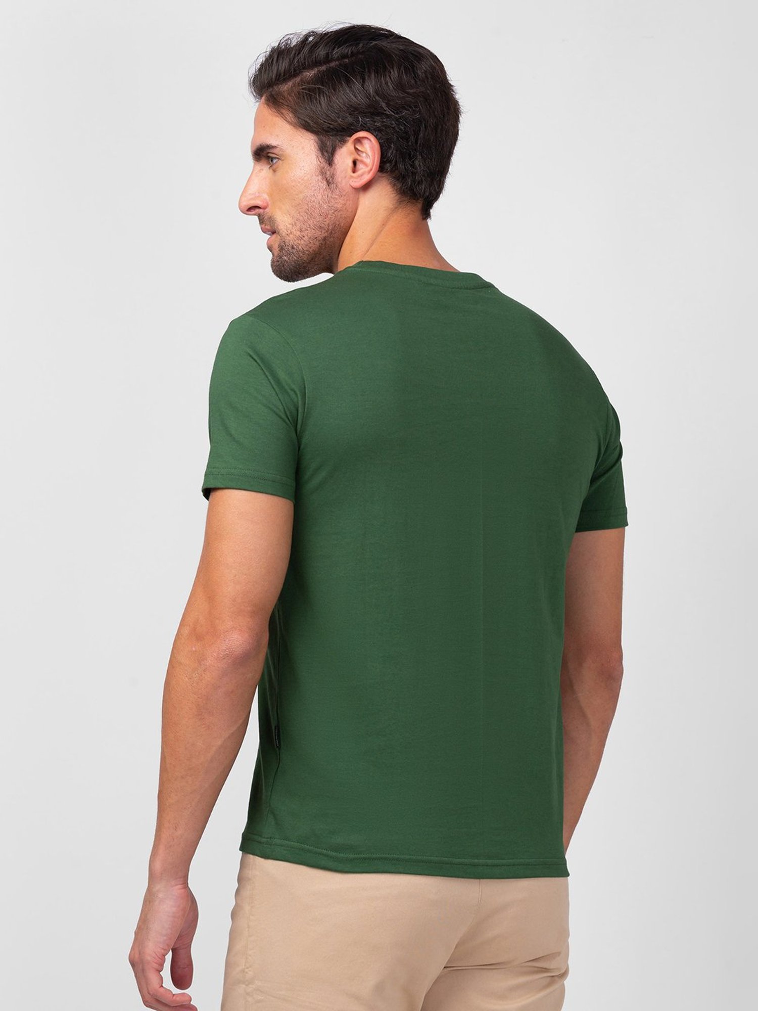 Kenneth Cole Dark Green Slim Fit Printed Crew T-Shirt