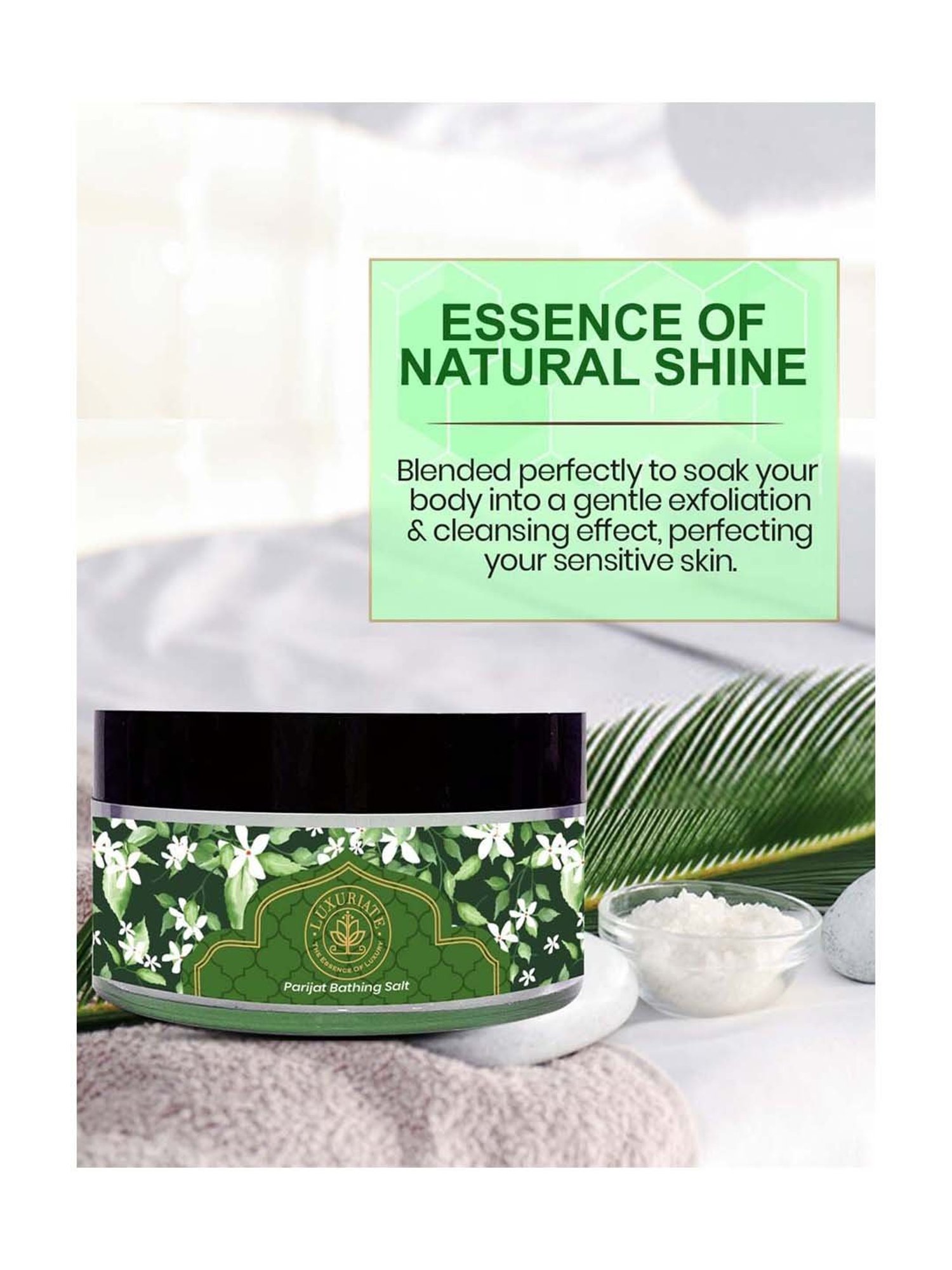 Luxuriate Natural and Mineral Rich Parijat Bath and Foot Spa Bathing Salt - 150 gm