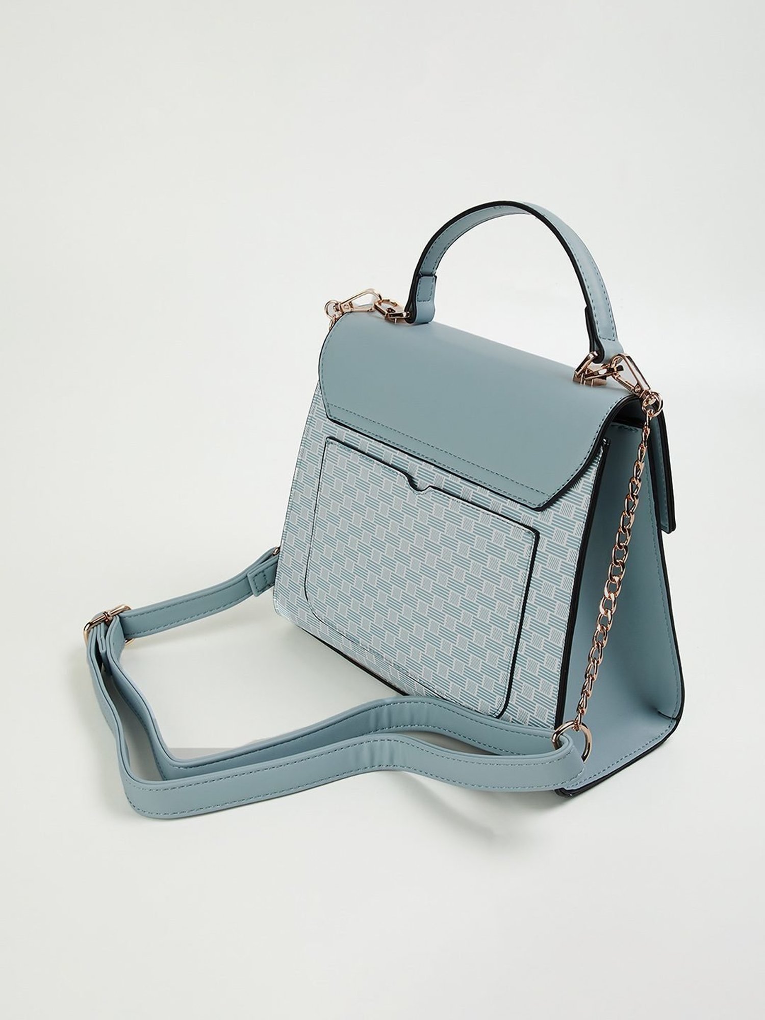 Code by Lifestyle Blue Geometric Satchel Handbag