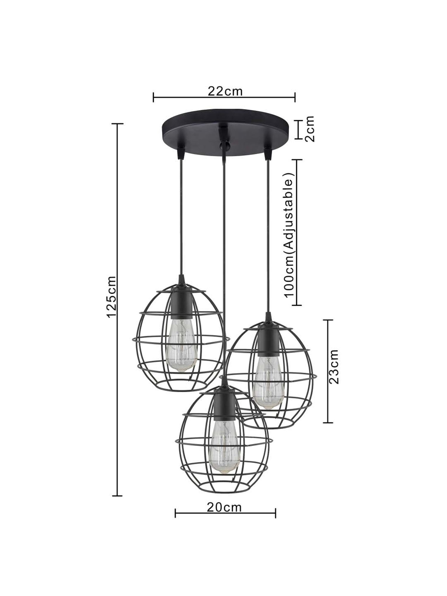 Homesake 3-Lights Round Cluster Black Metal Sphere Pendant Light - Set of 1 (Bulb not included)