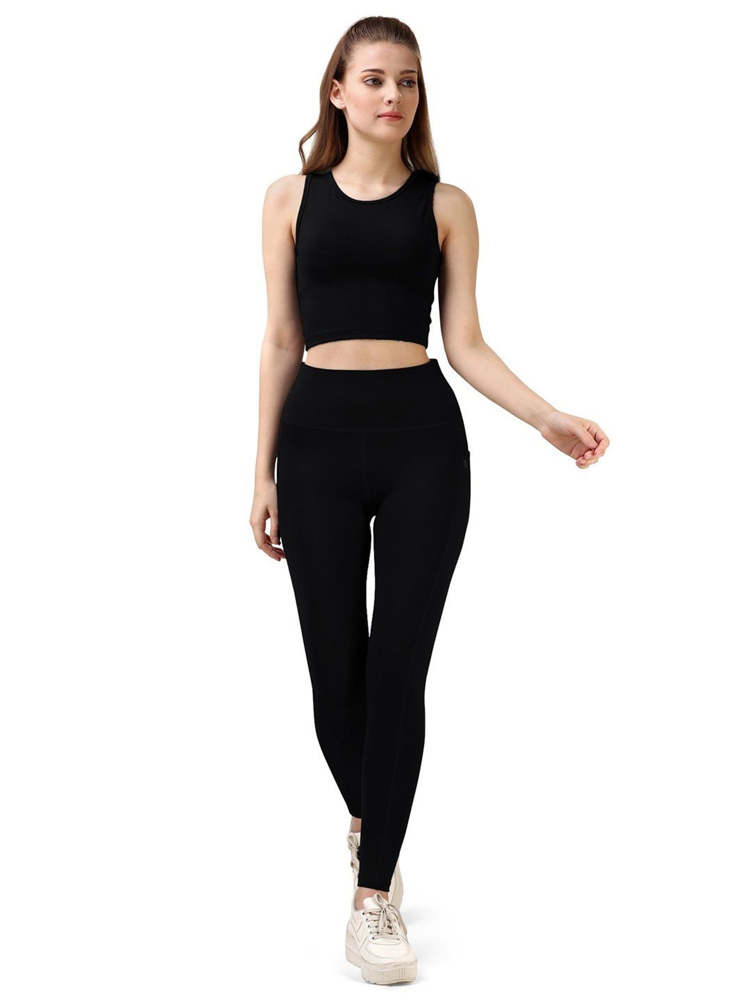 Soie Black Crop Top With Tights