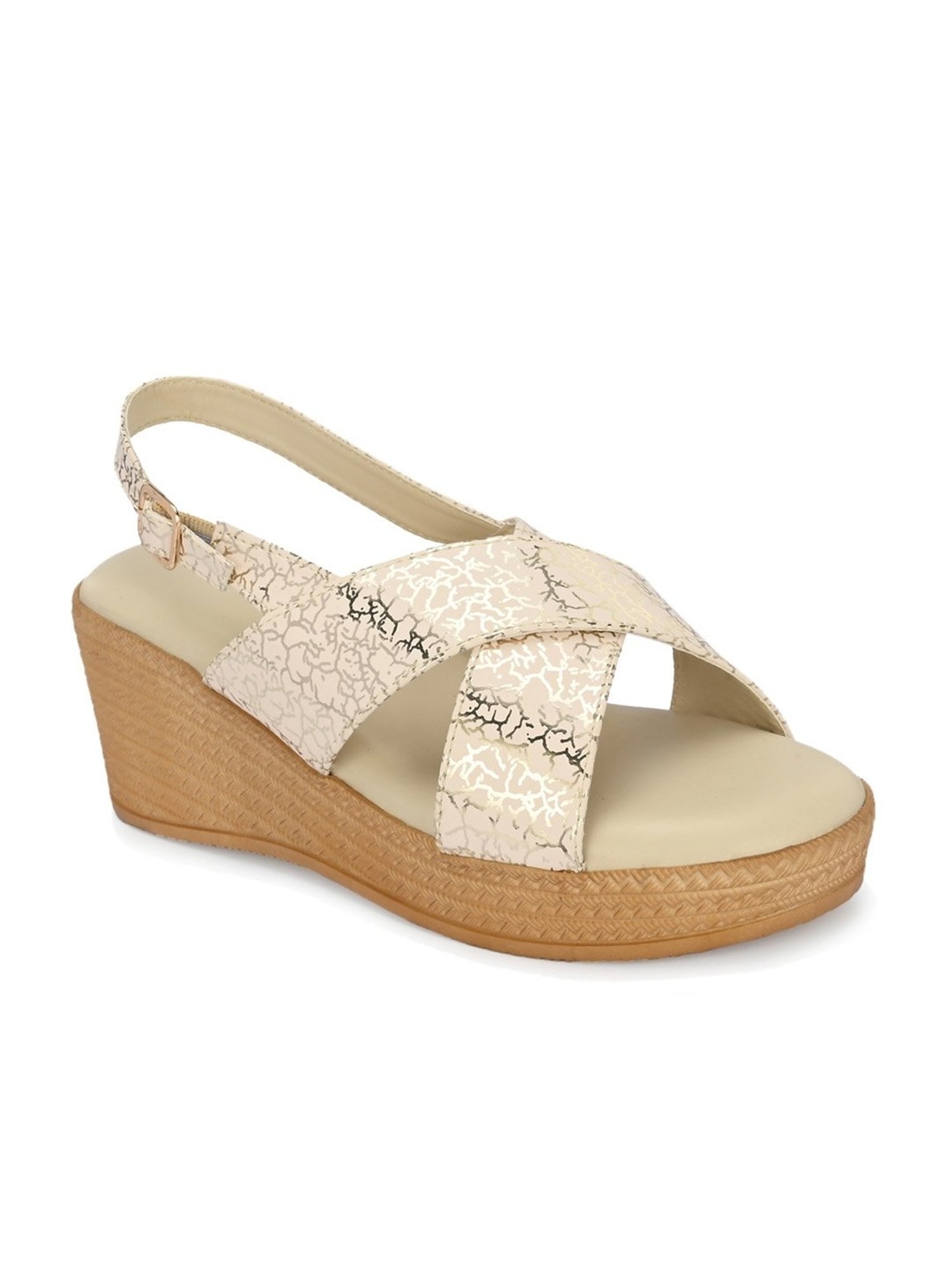 Clog London Women's Cream Back Strap Wedges