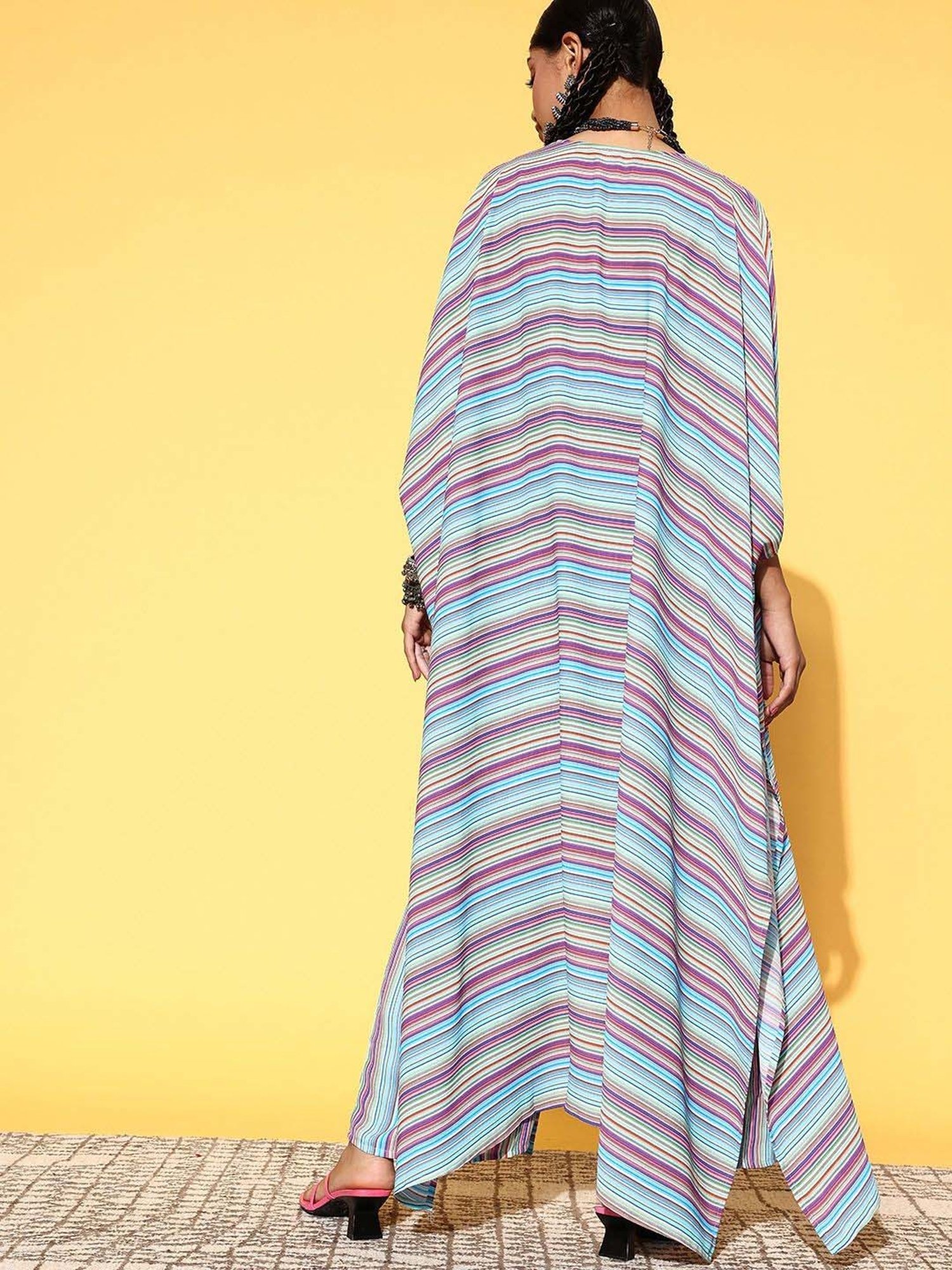 Libas Multi Striped Georgette Co-Ords With Shrug