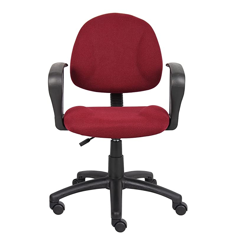 Perfect Posture Delux Fabric Task Chair with Loop Arms in Burgundy